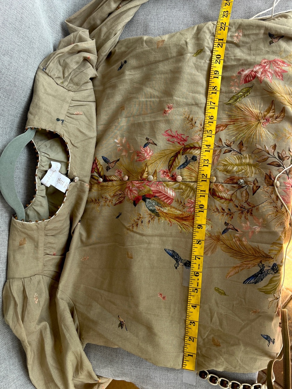 House of Harlow 1960 Floral Birds  wide long sleeve belted mini dress size M - Picture 14 of 16